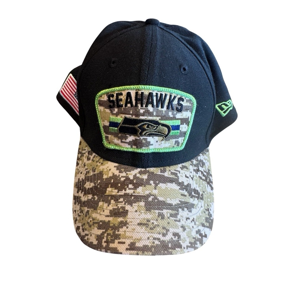 New Era Seattle Seahawks Salute To Service  59Fifty Camo Front L/XL Cap